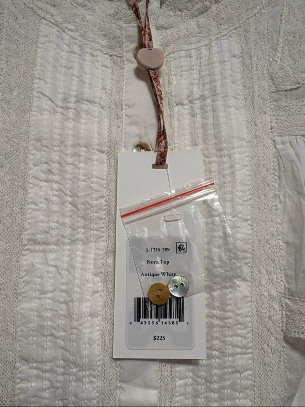NWT [LoveShackFancy] Nora Heritage White Flutter Crop Top Women's Multiple Sizes - Picture 12 of 14